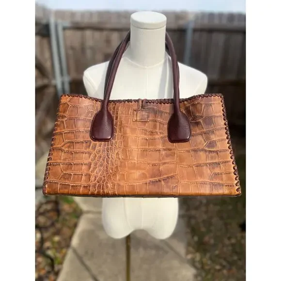 JUAN ANTONIO HORNBACK CARAMEL LEATHER TOTE - Picture 2 of 11